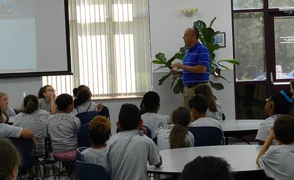 Matt Nielson and the school kids