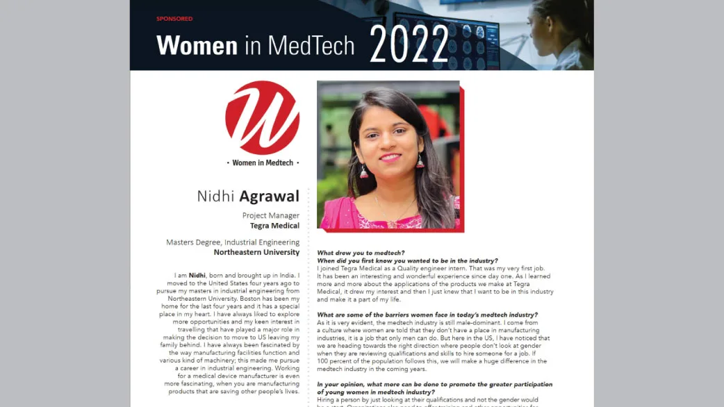 Nidhi Agrawal in 2022 Women in Medtech issue